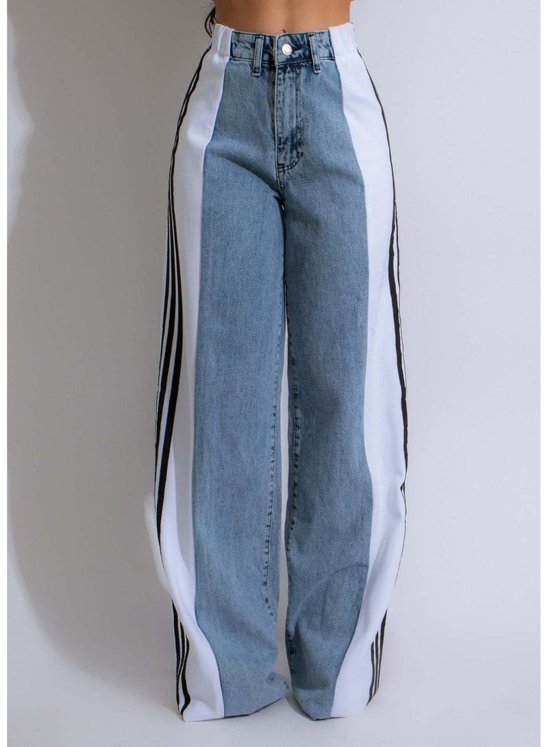 SCACTO Casual High-waist Stretch Straight-leg Jeans 