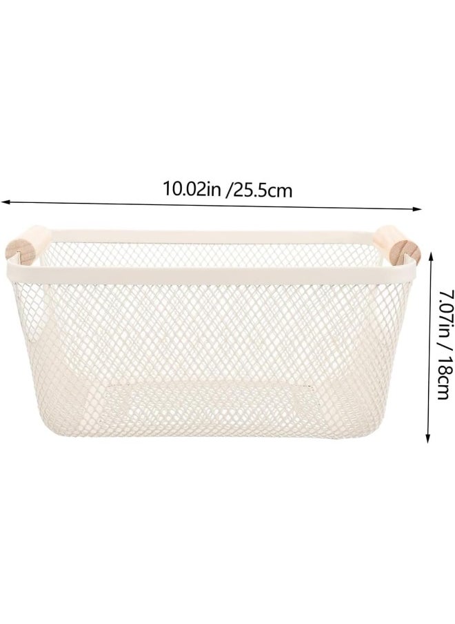 ECVV - Organizer for the pantry in the kitchen - Wire baskets for shelves | organizers and storage wire basket | Made of metal mesh | Metallic line | Cable | Wood Handle | Colour :  Assorted | - Image 1