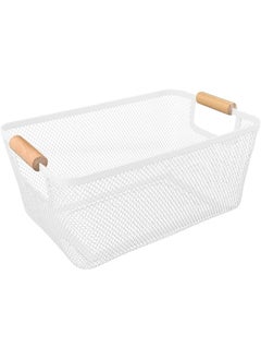 Organizer for the pantry in the kitchen - Wire baskets for shelves | organizers and storage wire basket | Made of metal mesh | Metallic line | Cable | Wood Handle | Colour :  Assorted |
