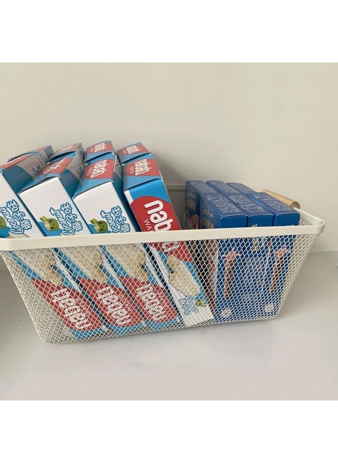 ECVV - Organizer for the pantry in the kitchen - Wire baskets for shelves | organizers and storage wire basket | Made of metal mesh | Metallic line | Cable | Wood Handle | Colour :  Assorted | - Image 1