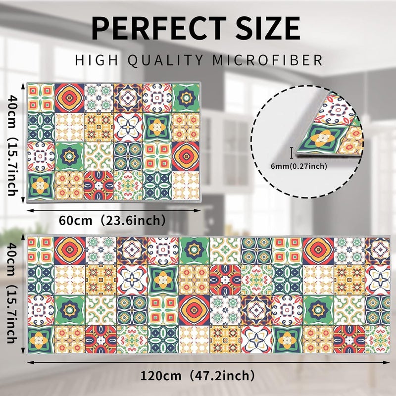 Suicune Farmhouse Kitchen Rugs Sets of 2 Kitchen Rules Washable Anti Fatigue Runner Mats for Floor Non Slip Comfort Standing Holiday Decor Mat for Sink Laundry Office - Image 2