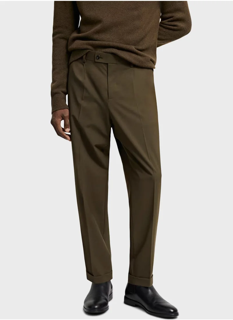 مانجو مان Slim Fit Pleated Trousers