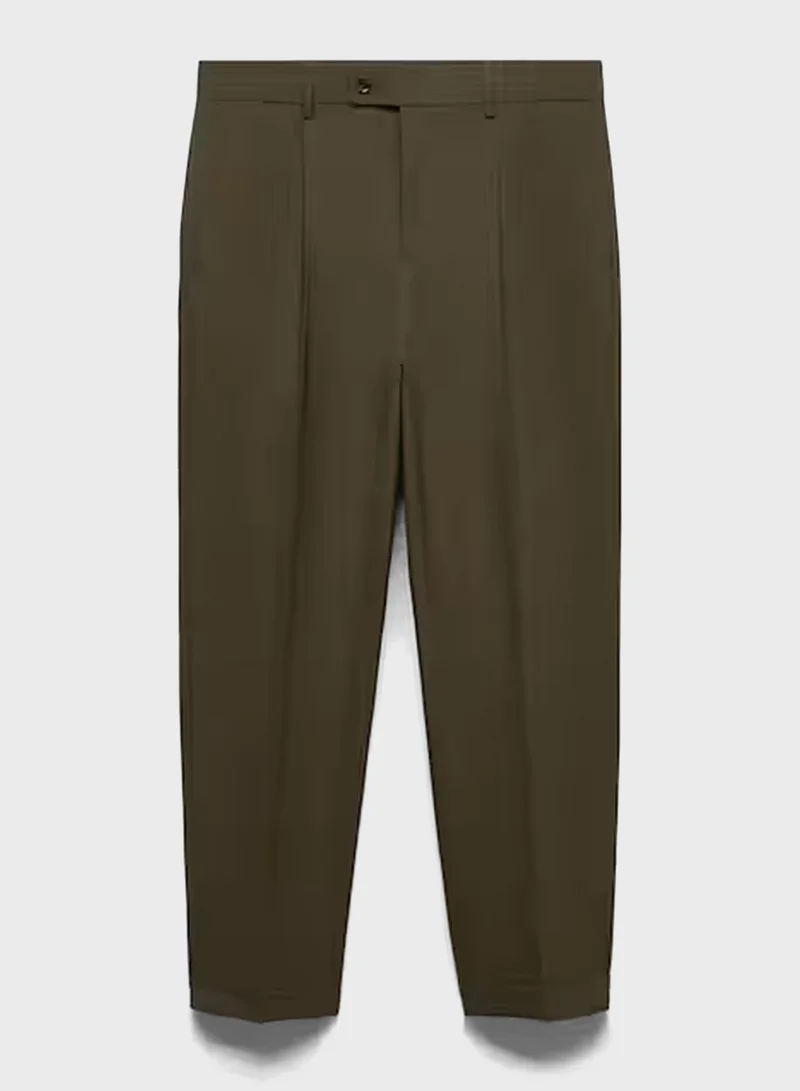 Mango Man Slim Fit Pleated Trousers