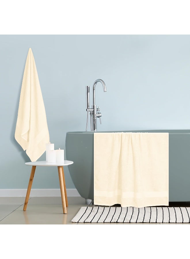 GLAMBURG Premium Cotton Oversized 2 Pack Bath Sheet 35x70-100% Pure Cotton - Ideal for Everyday use - Ultra Soft & Highly Absorbent - Machine Washable - Ivory - Image 4
