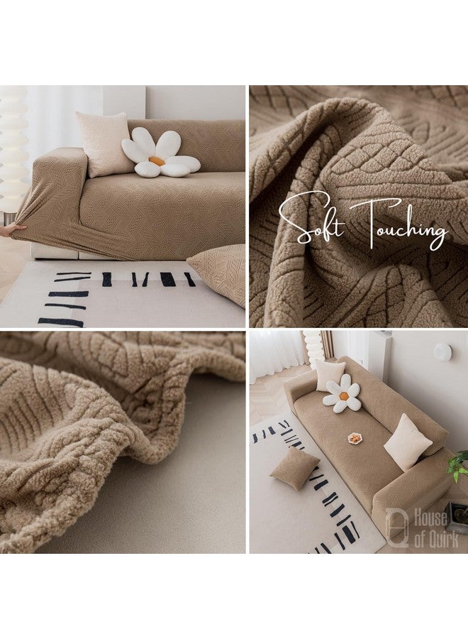 House of Quirk Universal Single Seater 220 GSM Jacquard Fabric Sofa Cover Soft Touching Cover for Couch Flexible Stretch Sofa Slipcover (Camel, 90-140cm) - Image 3