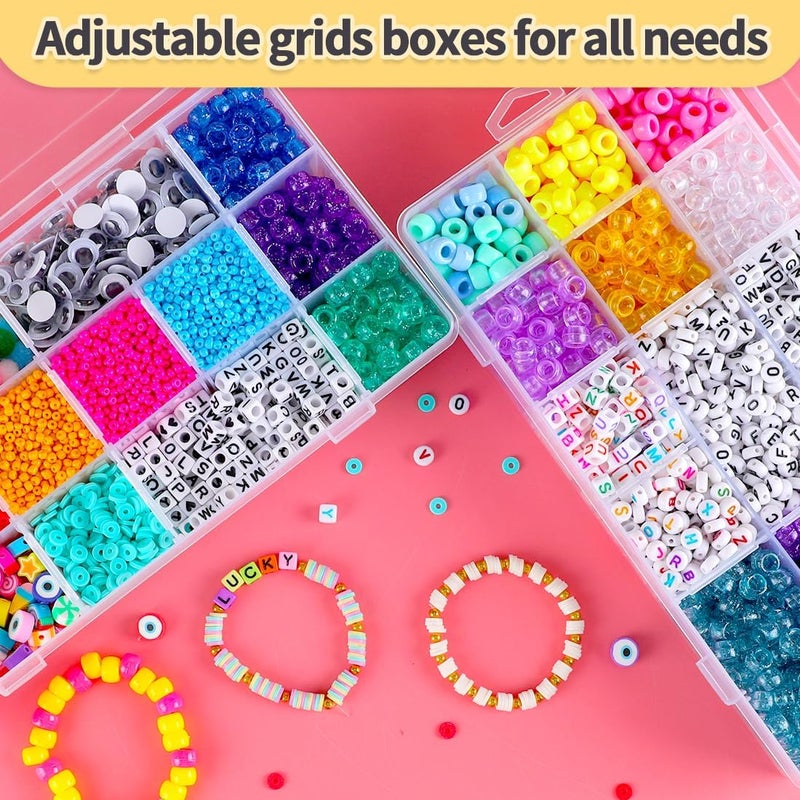 IOOLEEM 18 Grids Adjustable Dividers Plastic Bead Organizer Box, Organizer Container Storage Box, Dividers for bead arts and crafts. - Image 3