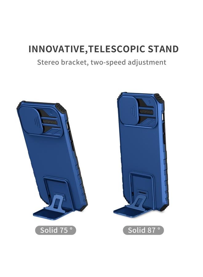 زبون جراب لهاتف iPhone 13 Pro Max مزود بحامل مجسم وغطاء منزلق للكاميرا - Image 3