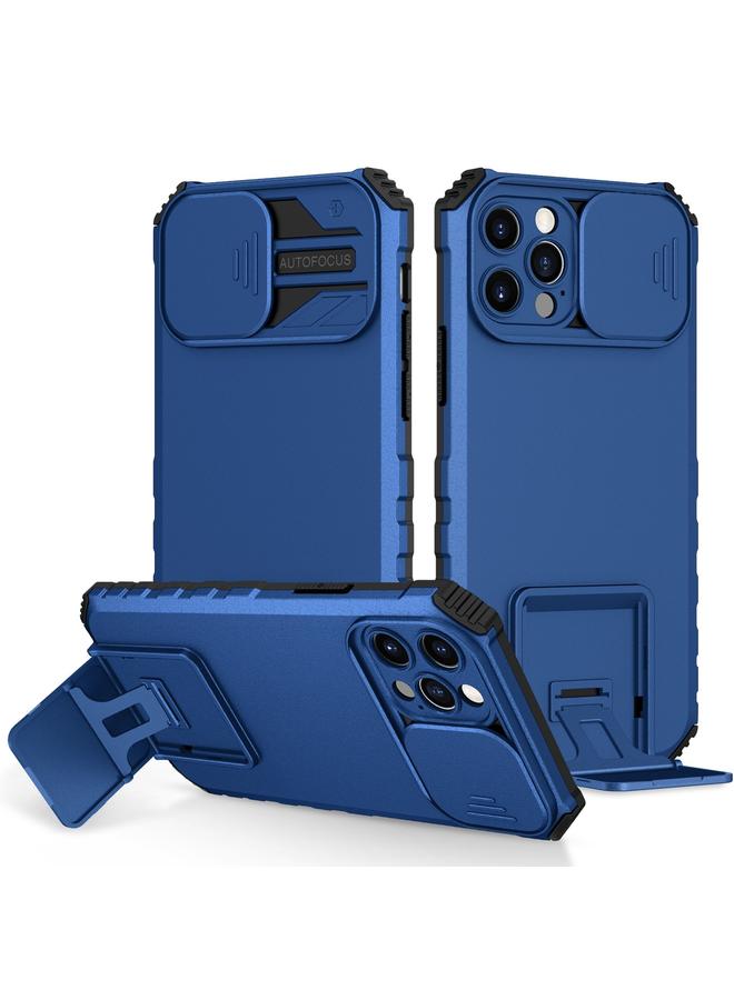 زبون جراب لهاتف iPhone 13 Pro Max مزود بحامل مجسم وغطاء منزلق للكاميرا - Image 1