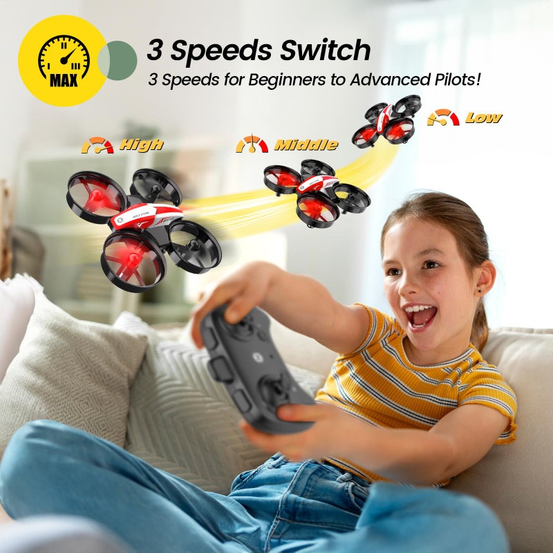 Holy Stone Mini Drone for Kids and Beginners RC Nano Quadcopter Indoor Small Helicopter Plane with Auto Hovering, 3D Flips, Headless Mode and 3 Batteries, Great Gift Toy for Boys and Girls, Red - Image 5
