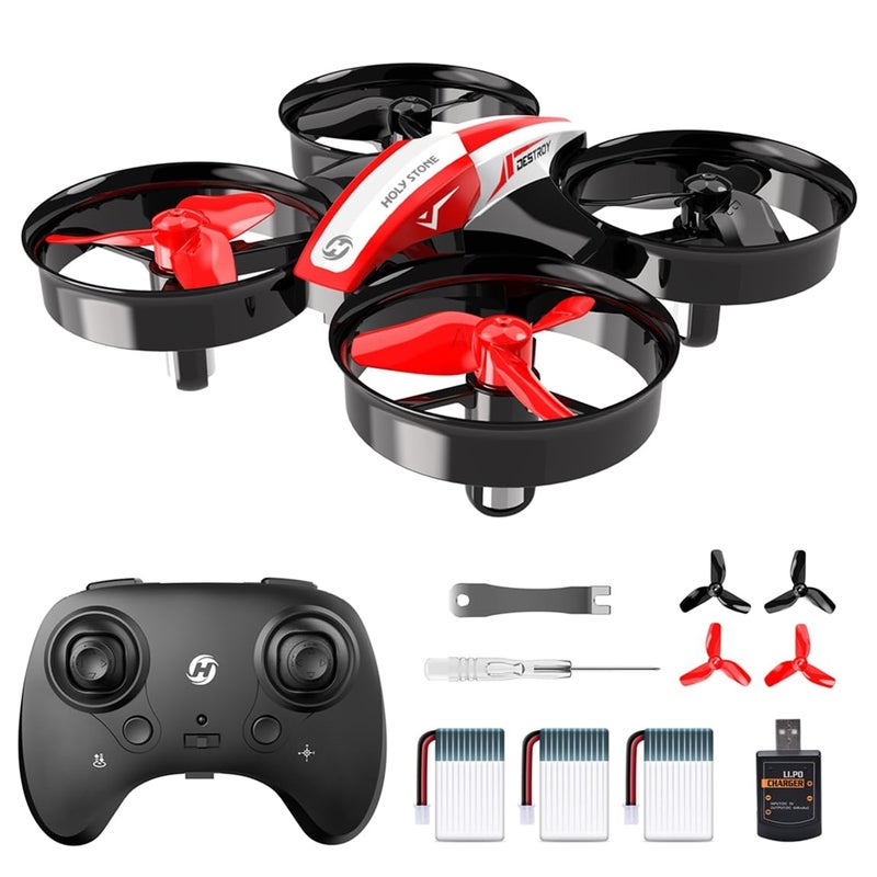 Holy Stone Mini Drone for Kids and Beginners RC Nano Quadcopter Indoor Small Helicopter Plane with Auto Hovering, 3D Flips, Headless Mode and 3 Batteries, Great Gift Toy for Boys and Girls, Red - Image 1