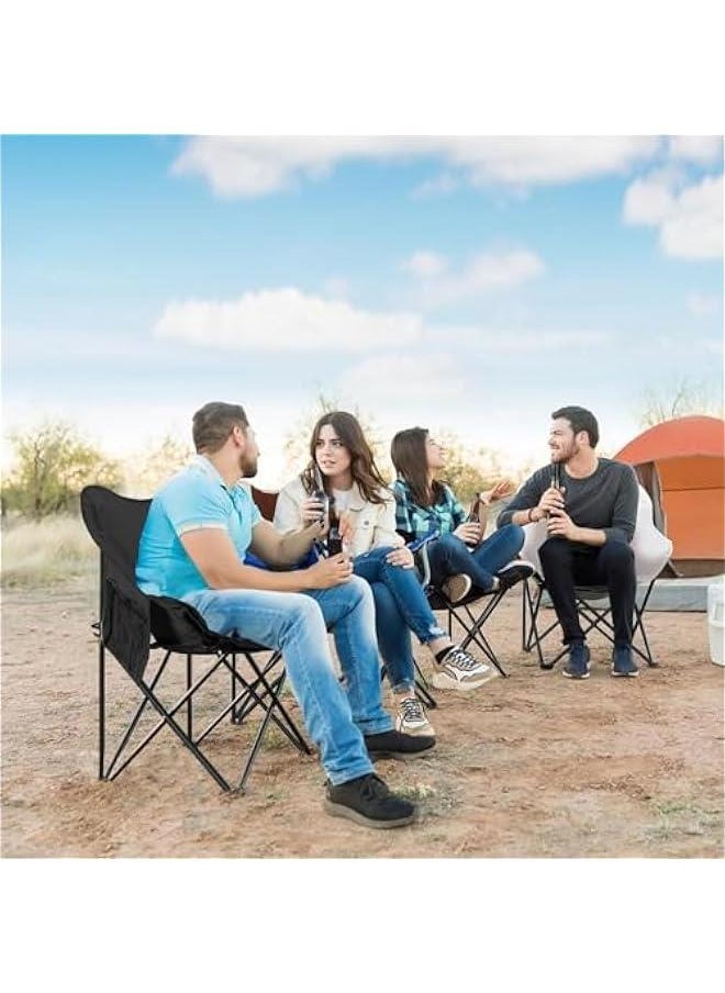 HOOKOR Folding Moon Chair, Lightweight Camping Chair with Side Pocket, Foldable Backpacking Chair Ultra Durable for Outdoor Hiking Beach Travel with Carrying Bag, Supports up to 300LBS (Beige)  - Image 2
