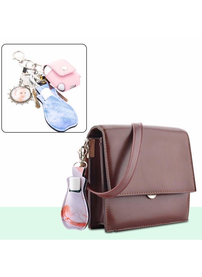 CM - Clip-on Chapstick Sleeve Lip Balm Holder Neoprene Lipstick Holder Keychain Travel Accessories (Marble Patterns (4 Pcs)) - Image 1