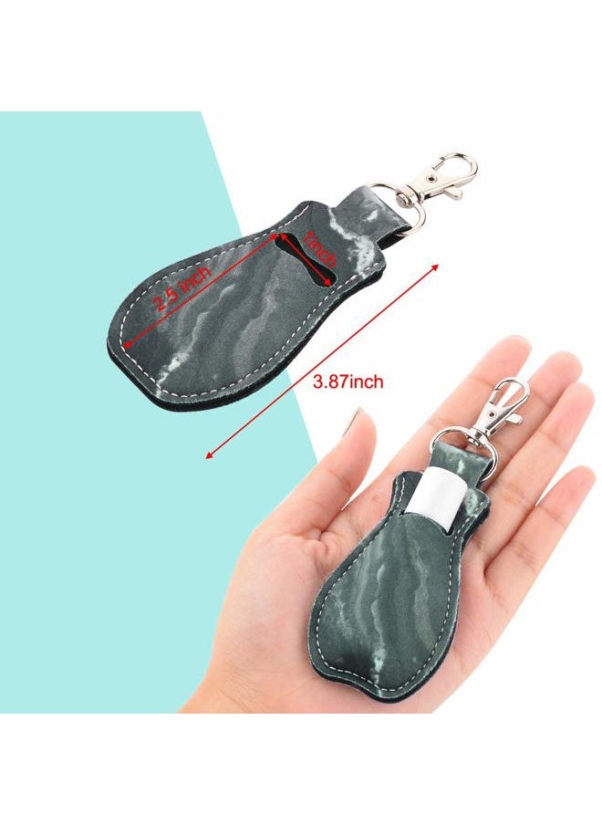 CM - Clip-on Chapstick Sleeve Lip Balm Holder Neoprene Lipstick Holder Keychain Travel Accessories (Marble Patterns (4 Pcs)) - Image 1