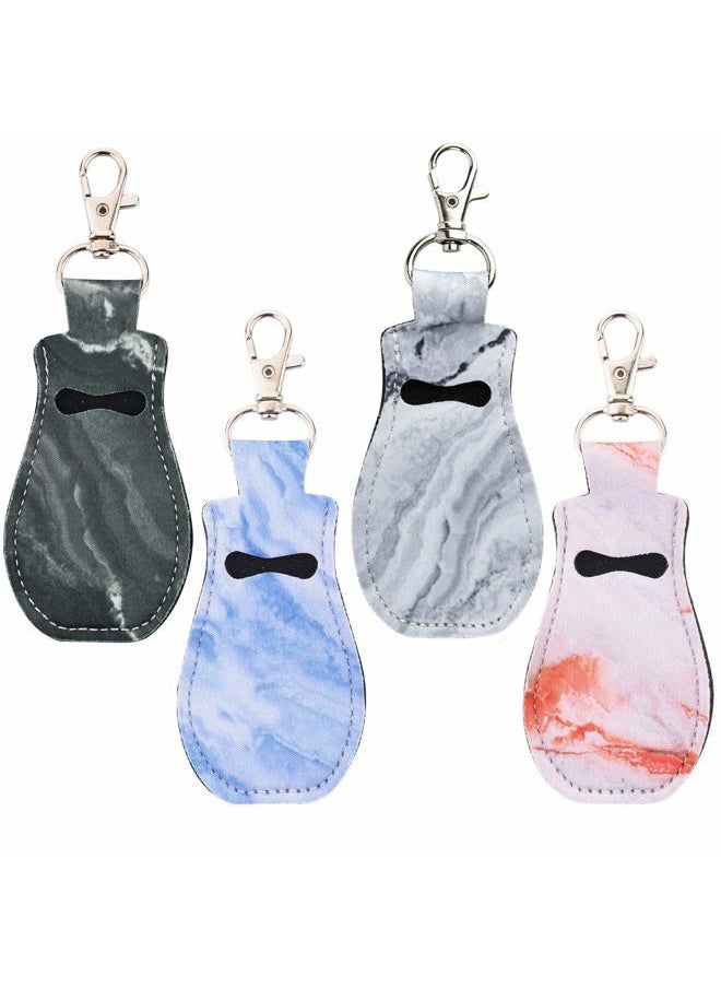 CM - Clip-on Chapstick Sleeve Lip Balm Holder Neoprene Lipstick Holder Keychain Travel Accessories (Marble Patterns (4 Pcs)) - Image 1