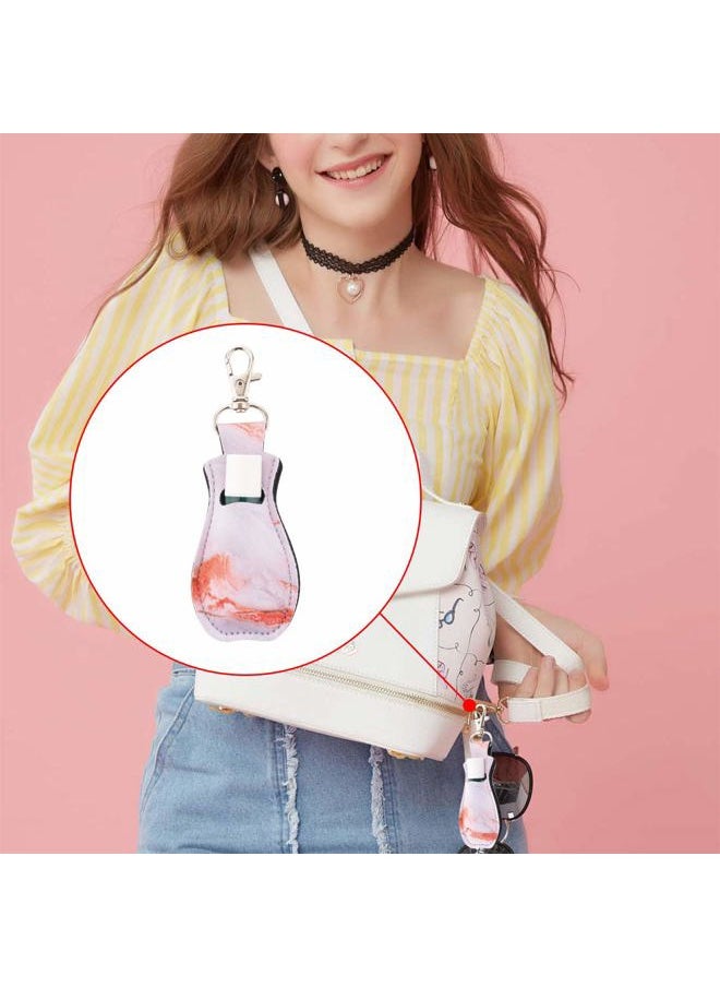 CM - Clip-on Chapstick Sleeve Lip Balm Holder Neoprene Lipstick Holder Keychain Travel Accessories (Marble Patterns (4 Pcs)) - Image 1