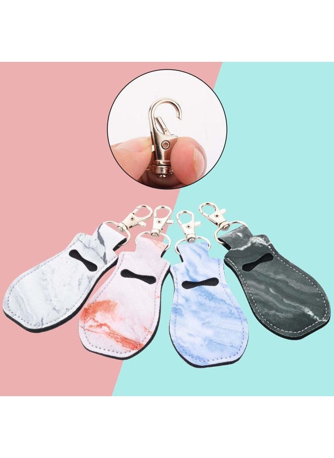 CM - Clip-on Chapstick Sleeve Lip Balm Holder Neoprene Lipstick Holder Keychain Travel Accessories (Marble Patterns (4 Pcs)) - Image 1