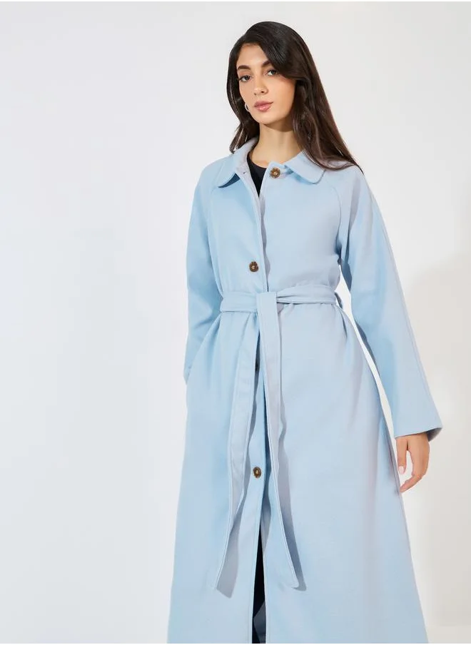 Styli Oversized Solid Belted Midi Coat