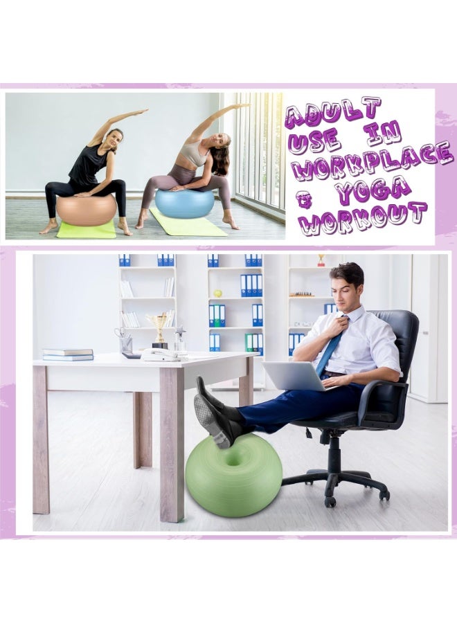 فلاي رود كرسي كرة اليوجا للفصول الدراسية، سجادة كرة اللياقة البدنية كبيرة الحجم مع جهاز قابل للنفخ، مناسب للأطفال والطلاب وتدريب التوازن الحسي والاستخدام في المكتب المنزلي. - Image 4