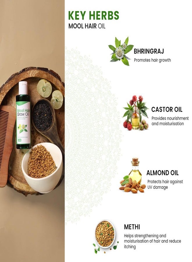 Mool Hair Grow Oil For Hair Fall Control And Hair Growth And Thickness For Men & Women With Goodness Of 21 Ayurvedic Herbs Grow Hair with Bhringraja, Amla and Brahmi (50 ml) - Image 4