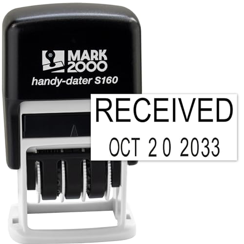 Rubber Stamp Creation Mark 2000 Self-Inking Rubber Date Office Stamp with Received Phrase & Date - Black Ink (Handy-Dater S160), 12-Year Band - Image 5