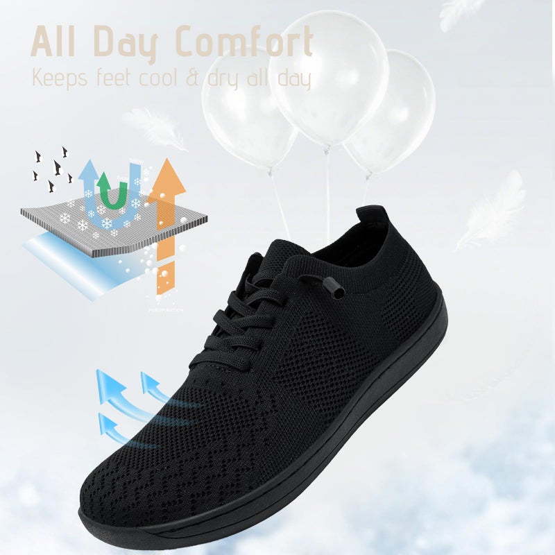 VXGGVX Barefoot Shoes Women Wide Slip-On Barefoot Running Tennis Walking Sneakers Minimalist Breathable Shoes Zero Drop Sole for Workout Gym Travel Black 8.5 - Image 3