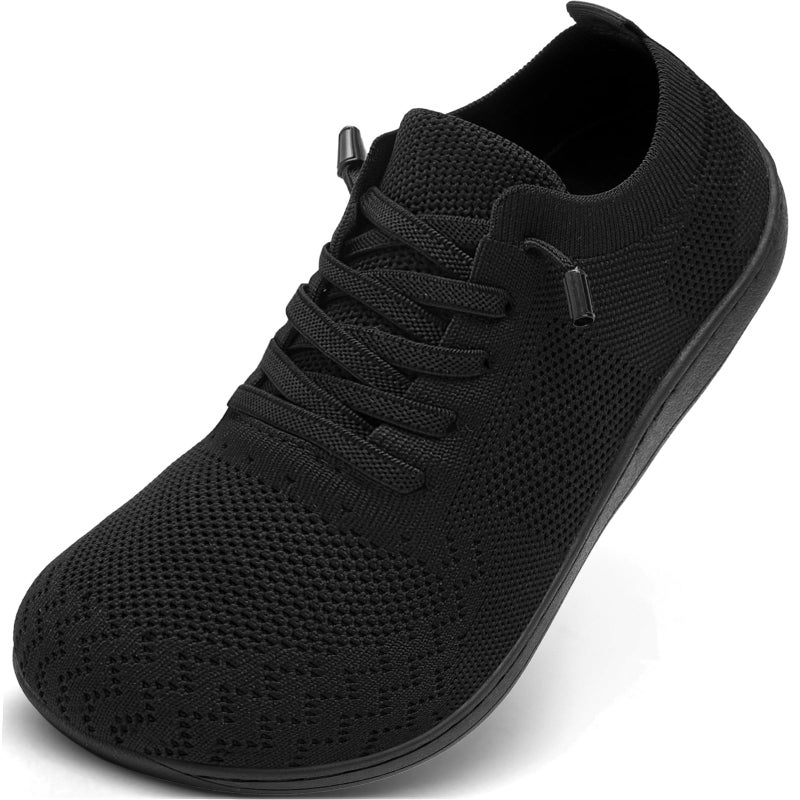 VXGGVX Barefoot Shoes Women Wide Slip-On Barefoot Running Tennis Walking Sneakers Minimalist Breathable Shoes Zero Drop Sole for Workout Gym Travel Black 8.5 - Image 1