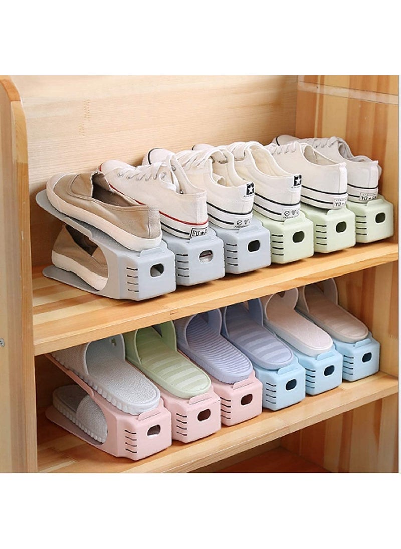 Pamidhar Pamidhar Shoe Slots Organizer Space Saver Double Deck Shoe Rack Adjustable Shoe Slots for Closet Organization for Closet Plastic Heel Shoe Collector Rack Holder Pack of 10 Pcs  - Image 1