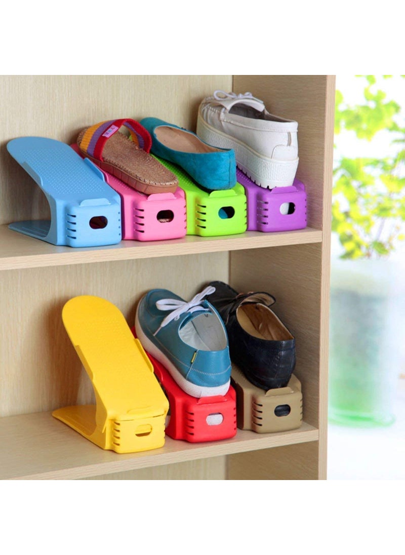 Pamidhar Pamidhar Shoe Slots Organizer Space Saver Double Deck Shoe Rack Adjustable Shoe Slots for Closet Organization for Closet Plastic Heel Shoe Collector Rack Holder Pack of 10 Pcs  - Image 2