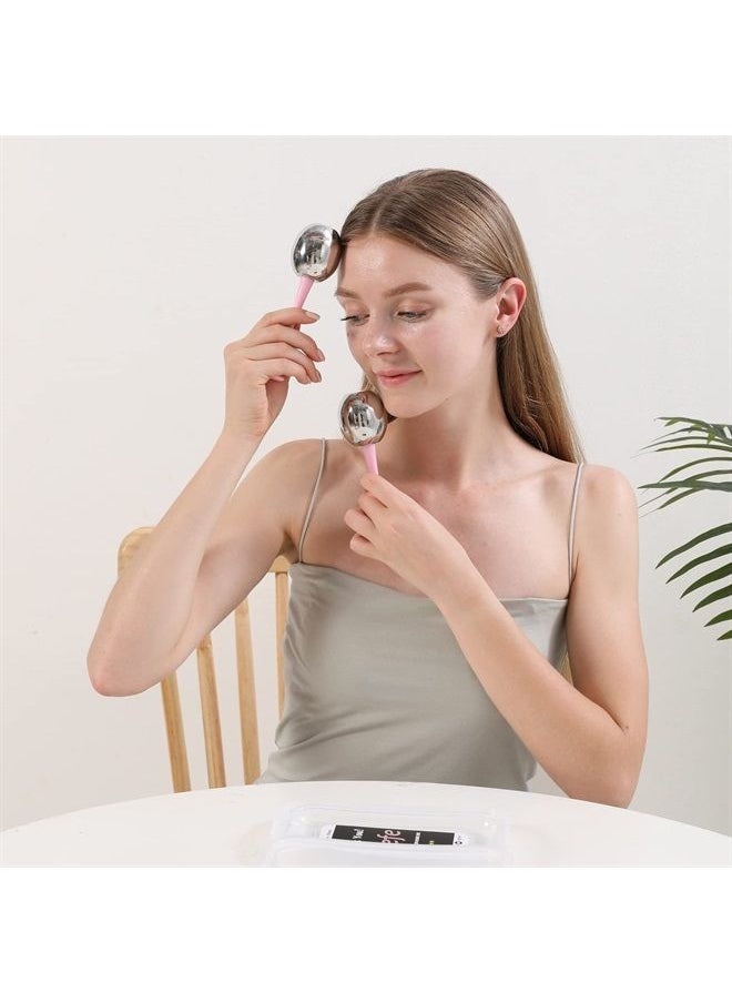 pfefe - Ice Globes Facial Skin Care Freeze Tools for Women Face & Eyes, Stainless Steel Face Beauty Cryo Sticks Roller for Girls Ladies, Cooling Spa Globes with Storage Case - Image 1