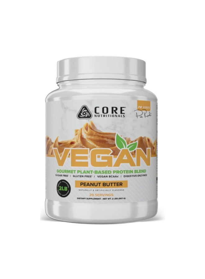 Vegan Premium Plant-Based Protein Powder, Pea + Brown Rice Blend with Vegan BCAAs & Digestive Enzymes, Dairy-Free & Gluten-Free, Muscle Recovery & Daily Nutrition - Peanut Butter (2lbs)