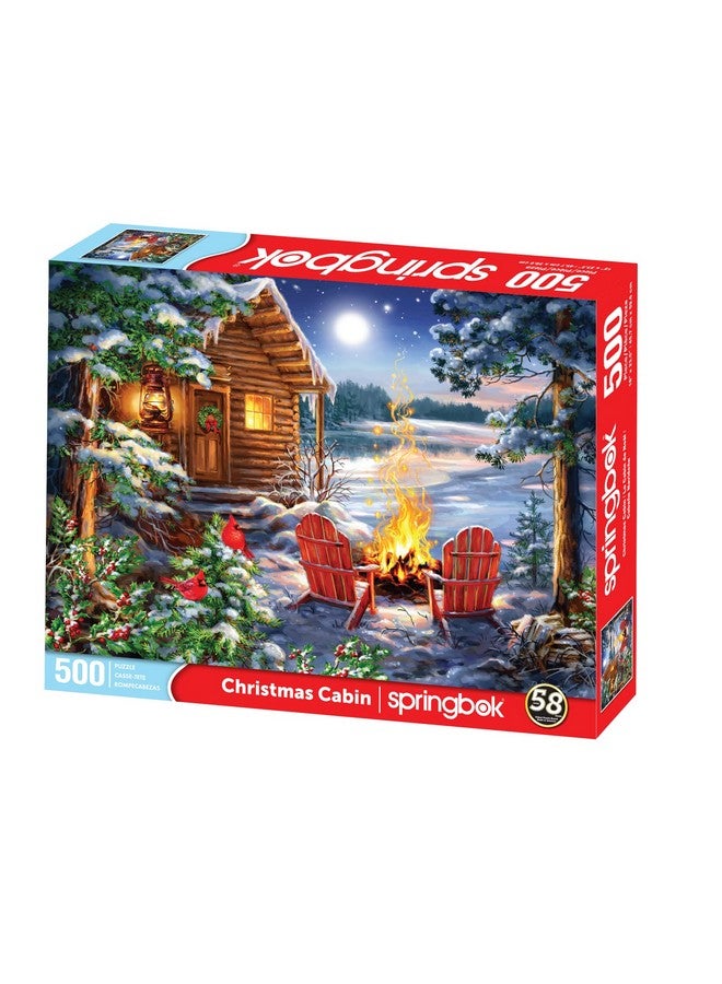 سبرينغبوك أحجية الصور المقطوعة Springbok Christmas Cabin المكونة من 500 قطعة للبالغين أو الأطفال مصممة للاستمتاع بالعطلات - صنع في الولايات المتحدة الأمريكية بقطع ملائمة بدقة لتجربة أحجية رائعة - Image 2