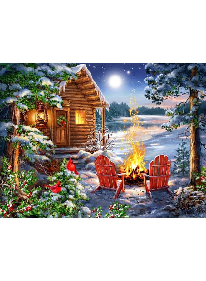 سبرينغبوك أحجية الصور المقطوعة Springbok Christmas Cabin المكونة من 500 قطعة للبالغين أو الأطفال مصممة للاستمتاع بالعطلات - صنع في الولايات المتحدة الأمريكية بقطع ملائمة بدقة لتجربة أحجية رائعة - Image 1