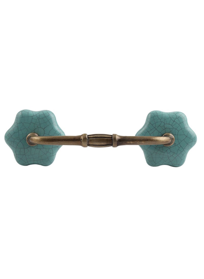 Indian-Shelf IndianShelf 1 Pack Ceramic Green Cabinet Pulls T Bar Vintage Kitchen Drawer Handles Door Dresser Handles Antique Hardware 4 Hole to Hole BH53 CRACK170  - Image 1