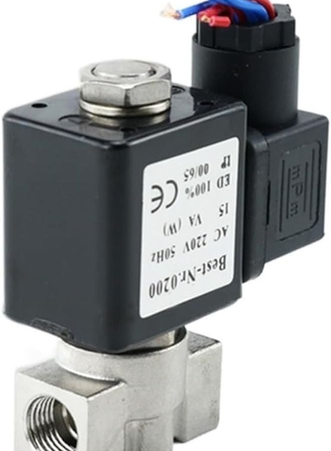Stainless Steel Solenoid Valve 1 4 Inch DN8 Normally Closed 12V AC220V With 2pcs Clamp - Image 2