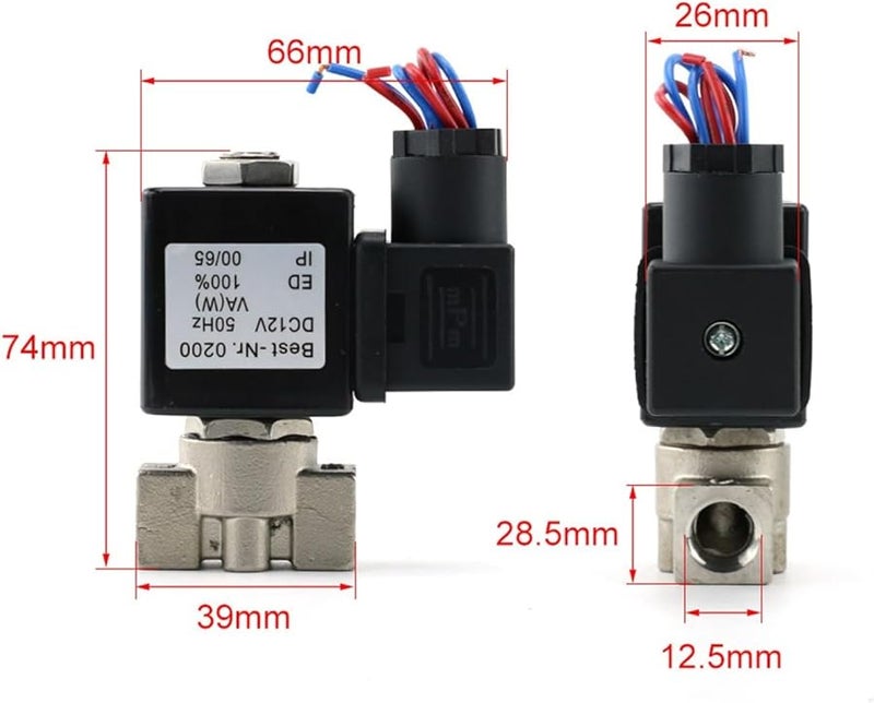 Stainless Steel Solenoid Valve 1 4 Inch DN8 Normally Closed 12V AC220V With 2pcs Clamp - Image 3