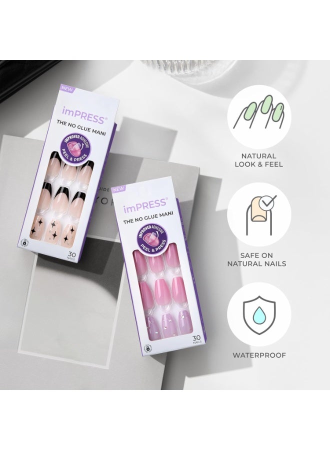 إمبريس IMM29C أظافر imPRESS The No Glue Mani اللاصقة – تصميم نيود بخطوط مموجة ولمسات فضية (30 ظفرًا) - Image 5