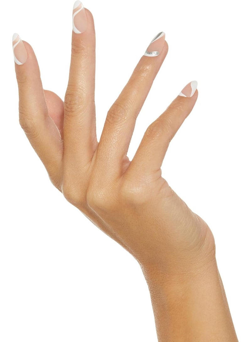 إمبريس IMM29C أظافر imPRESS The No Glue Mani اللاصقة – تصميم نيود بخطوط مموجة ولمسات فضية (30 ظفرًا) - Image 4