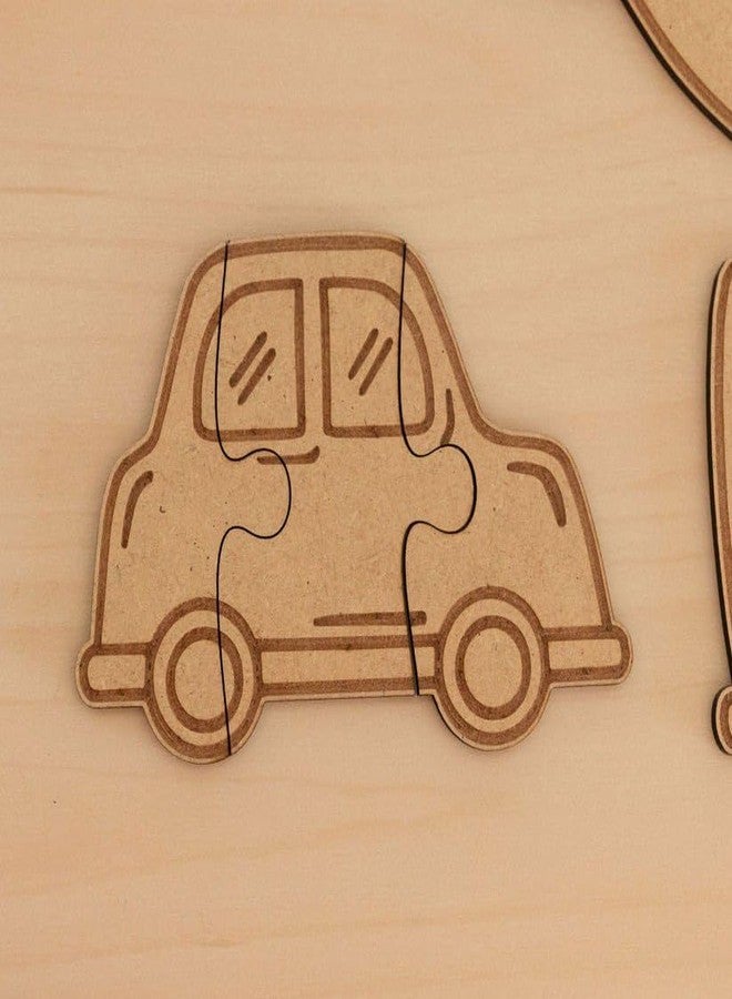 Haoser 10 Pcs Wooden Transport Puzzel - Montessori Fine Motor Skills Toy for Kids -5 Inch Tall with Perforations for Threading - MDF Educational Toy (Transport Puzzel) - Image 4