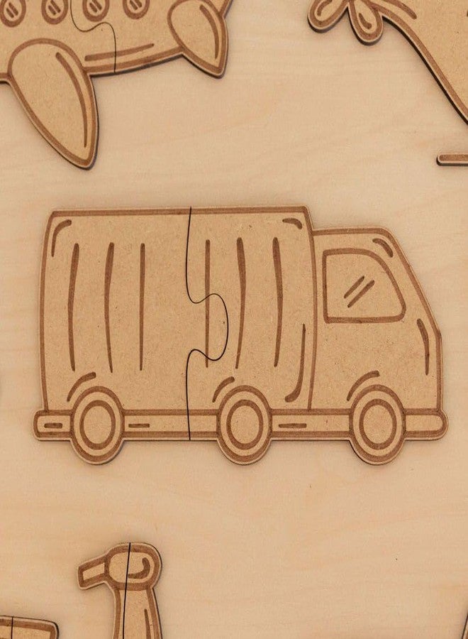 Haoser 10 Pcs Wooden Transport Puzzel - Montessori Fine Motor Skills Toy for Kids -5 Inch Tall with Perforations for Threading - MDF Educational Toy (Transport Puzzel) - Image 5