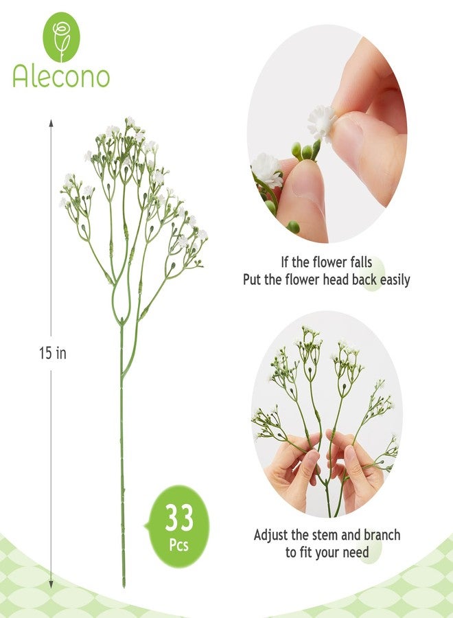 Alecono Babys Breath Artificial Flowers 𝟯𝟯𝗣𝗰𝘀, White Artificial Babys Breath Bulk for DIY Floral Bouquets for Wedding, Fake Babys Breath Real Touch Flowers for Home Decorations - Image 2