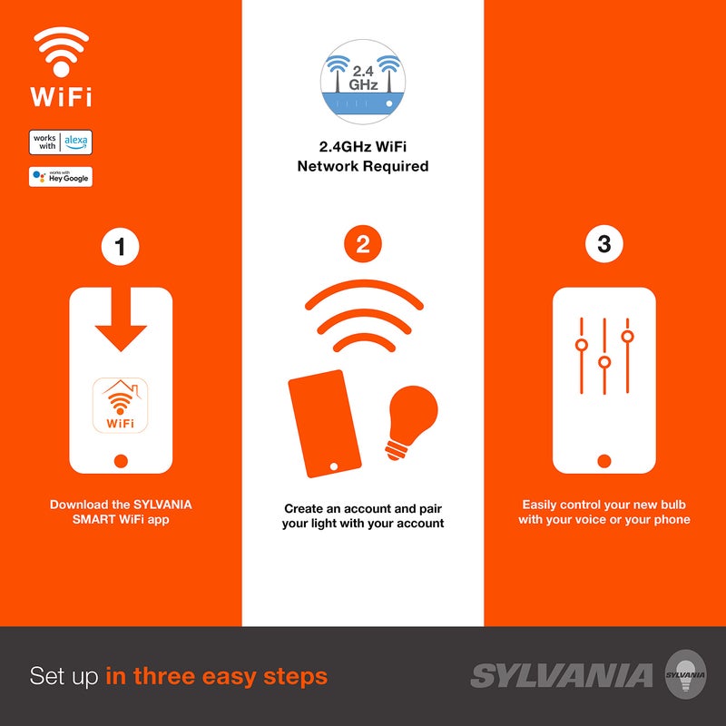 LEDVANCE Sylvania WiFi LED Smart Light Bulb, 65W Equivalent Full Color and Tunable White BR30, Dimmable, Works with Alexa and Google Home Only - 4 Pack (75688) - Image 2