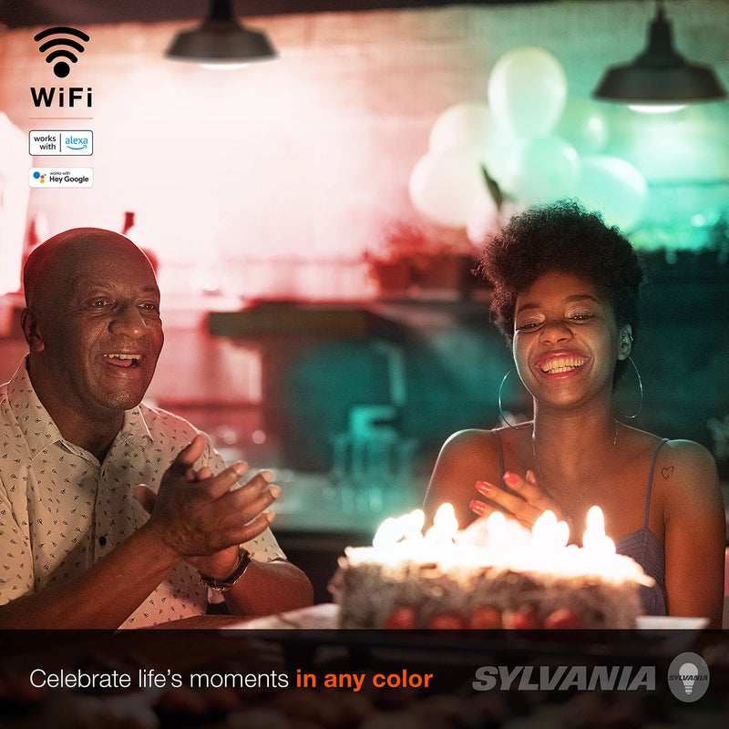 LEDVANCE Sylvania WiFi LED Smart Light Bulb, 65W Equivalent Full Color and Tunable White BR30, Dimmable, Works with Alexa and Google Home Only - 4 Pack (75688) - Image 4