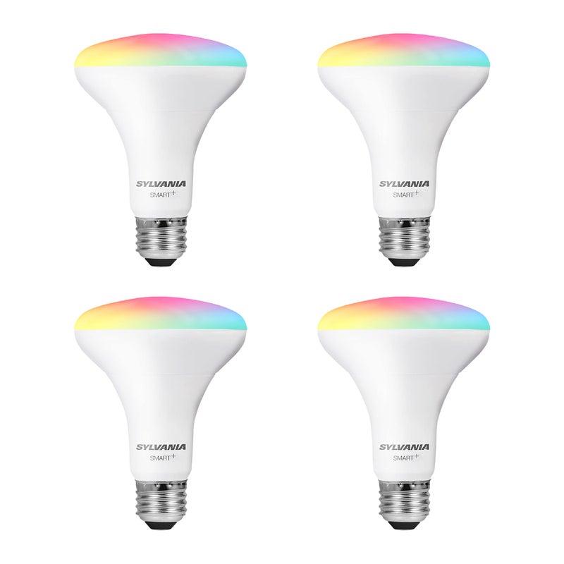 LEDVANCE Sylvania WiFi LED Smart Light Bulb, 65W Equivalent Full Color and Tunable White BR30, Dimmable, Works with Alexa and Google Home Only - 4 Pack (75688) - Image 1