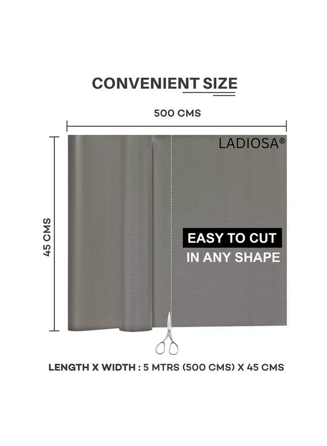 Ladiosa Shelf Liners for Kitchen Shelves,Cupboard Sheets,Anti Slip Mat,Shelf Liner,Fridge Mats,Drawer Mat45x500cm(5meter),Ethylene Vinyl Acetate,Solid,Metallic Grey - Image 2