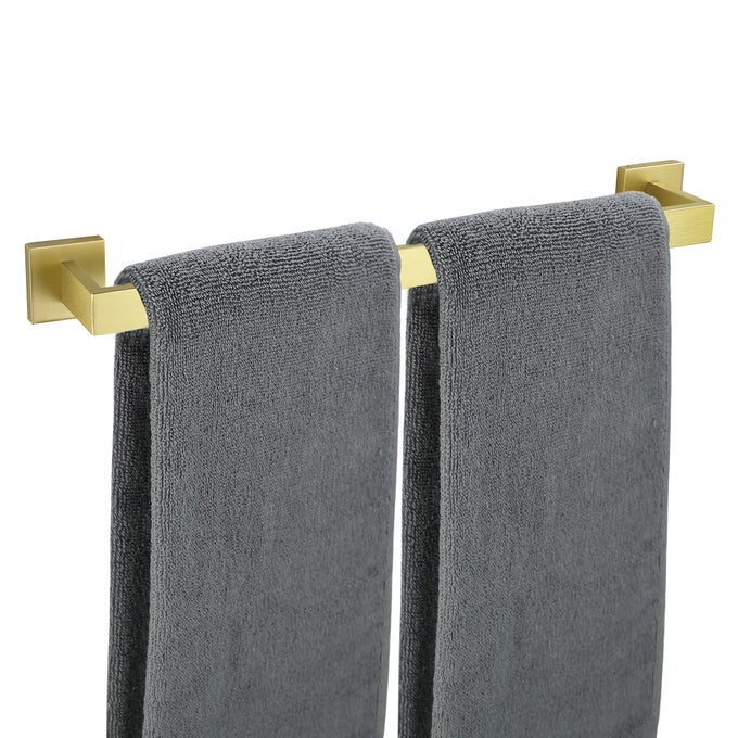 TOWEL BAR FOR BATHROOM BRUSHED GOLD 20INCH TOWEL RACK WALL MOUNTED THICKEN SQUARE BATH TOWEL HOLDER ROD SUS304 STAINLESS STEEL HEAVY DUTY DISH CLOTHS HANGER FOR BATHROOM KITCHEN