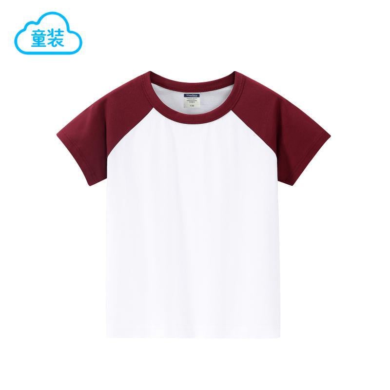 Manufacturer Kidsren'S T-Shirt 200G Pure Cotton Raglan Round Neck Short-Sleeved T-Shirt Student Printed Diy Activity Clothing - Image 1