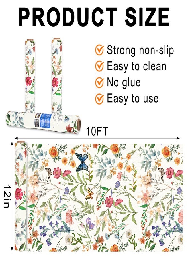 FYSUIMU Floral Drawer Liner Non Adhesive Shelf Liner Flower Butterfly Waterproof Cabinet Liners for Home Dresser Closet Kitchen Table Decor - Image 2