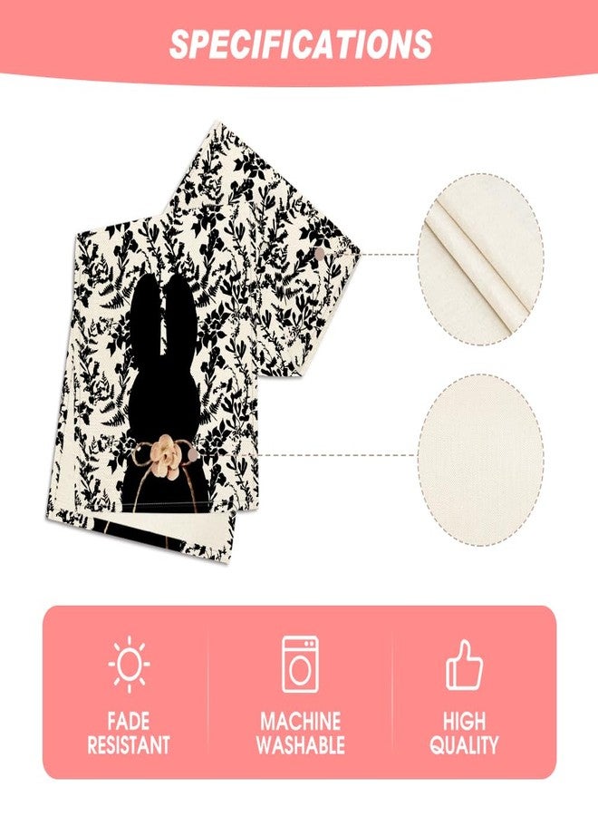 Artoid Mode Black Rabbit Bunny Bow Wild Weeds 210 GSM Easter Table Runner, Seasonal Kitchen Dining Table Decoration for Home Party Decor 13x72 Inch - Image 5