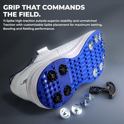 Nivia Crick-1000 2.0 Batting and Bowling Cricket Shoes for Men, Lightweight All-Rounder Spiked Shoes, Reinforced Toe, Cushioned Midsole & High-Traction Outsole for Turf and Hard Pitch Play, UK08 - Image 4