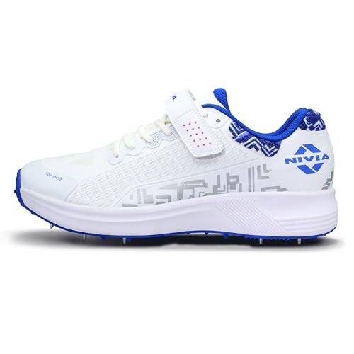Nivia Crick-1000 2.0 Batting and Bowling Cricket Shoes for Men, Lightweight All-Rounder Spiked Shoes, Reinforced Toe, Cushioned Midsole & High-Traction Outsole for Turf and Hard Pitch Play, UK08 - Image 1